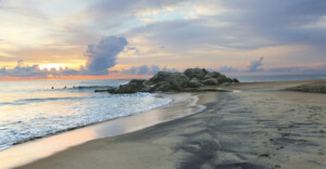 Surf during sunset