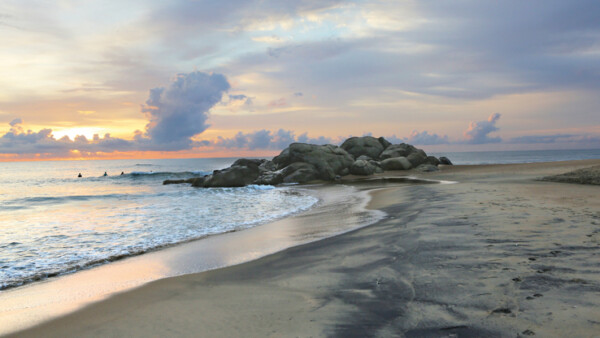 Surf during sunset