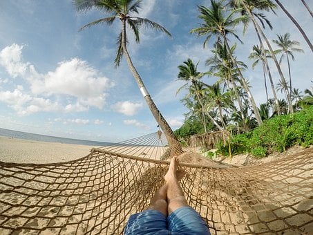 Relax in hammock at the beach